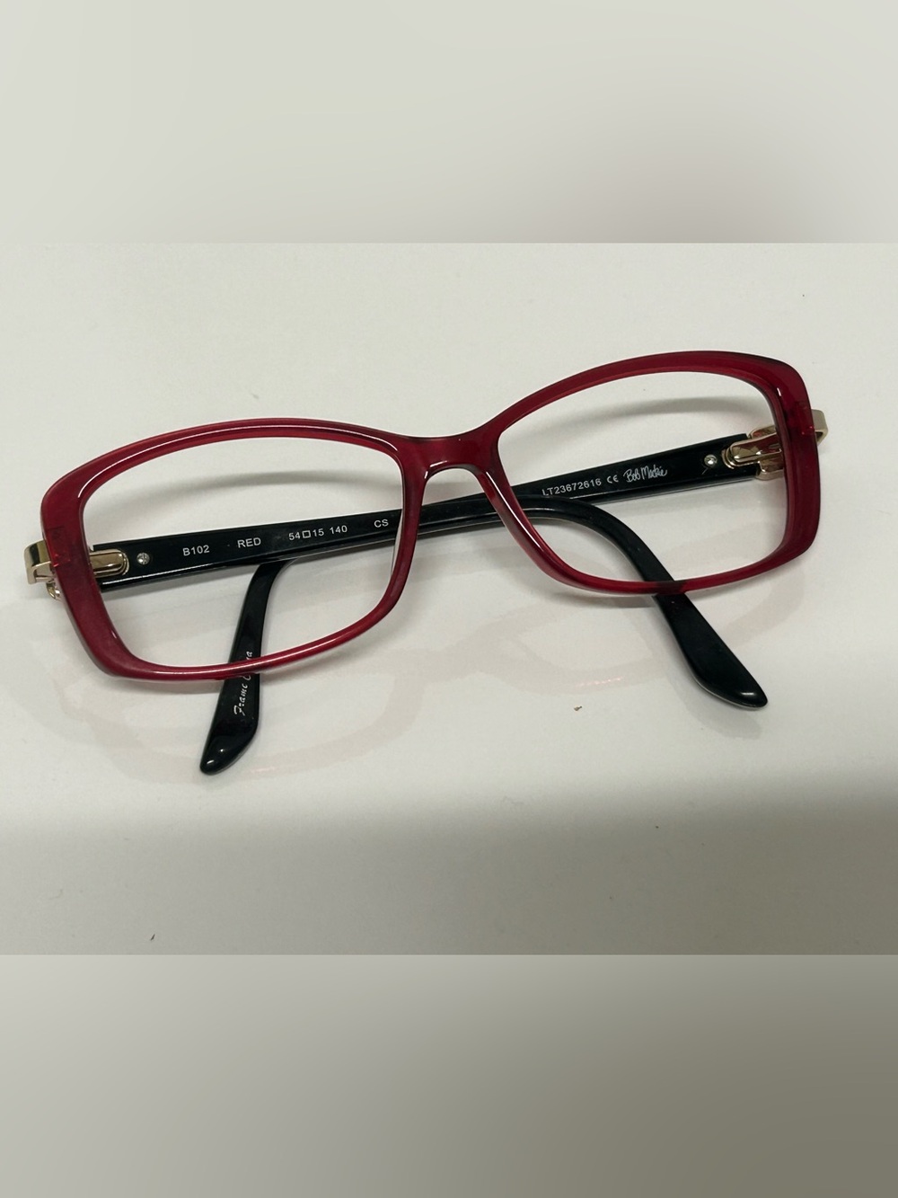 Bob Mackie Red Rectangular Eyeglass Frames